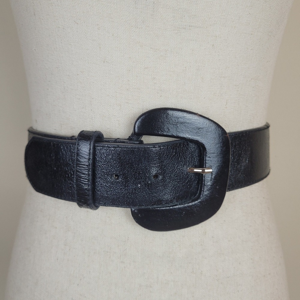 Leatherock Belt Med Black Leather Wrapped Buckle Boho Western Cowgirl Equestrian
